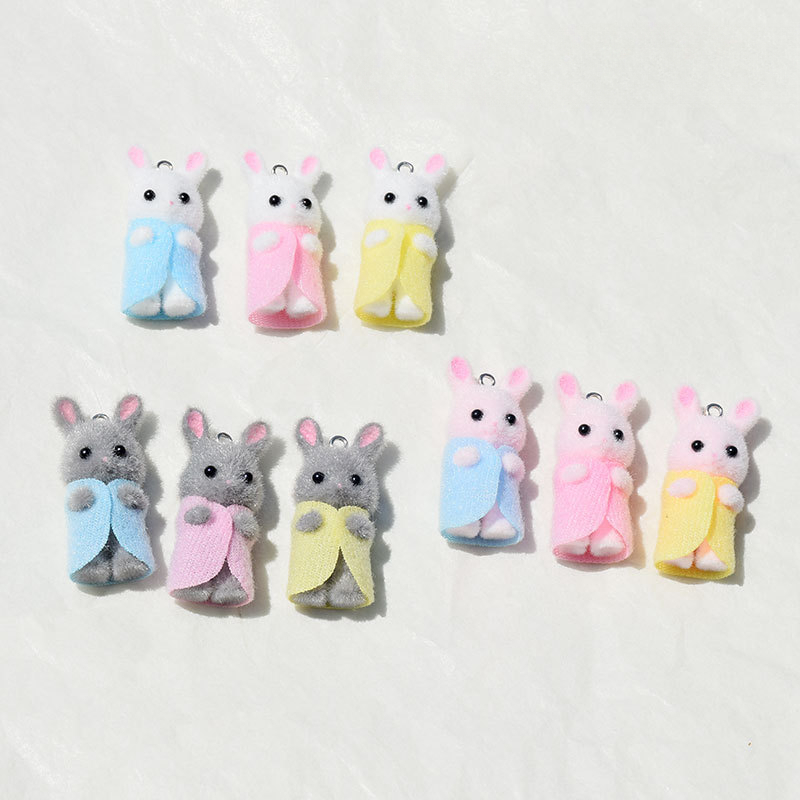 3D Printing Earrings - Abalorios de conejo de resina flocado